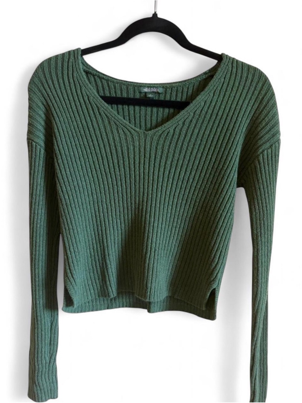 Target Olive Ribbed V-Neck Sweater